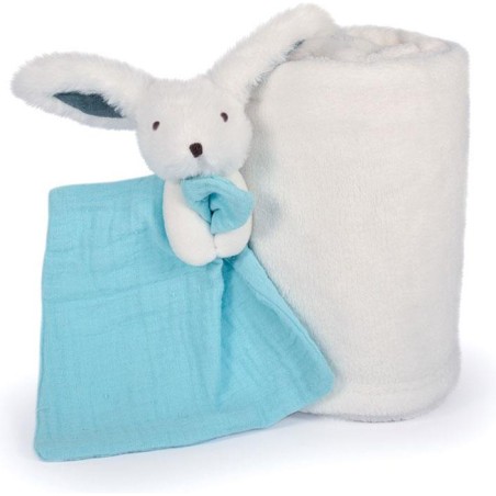 Plaid & Doudou - Happy Pop - plaid blanc - taille 100x70 cm - Doudou et Compagnie