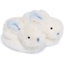 Coffret cadeau naissance chaussons lapin bleu avec hochet Blanc - 0/6 mois - Doudou Et Compagnie