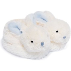 Chaussons avec hochet - lapin bonbon bleu -6 mois - Doudou Et Compagnie