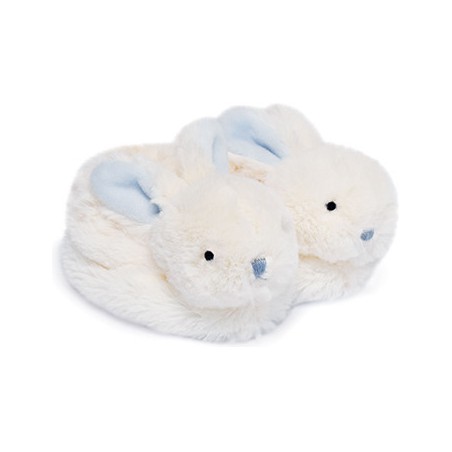 Chaussons avec hochet - lapin bonbon bleu -6 mois - Doudou Et Compagnie