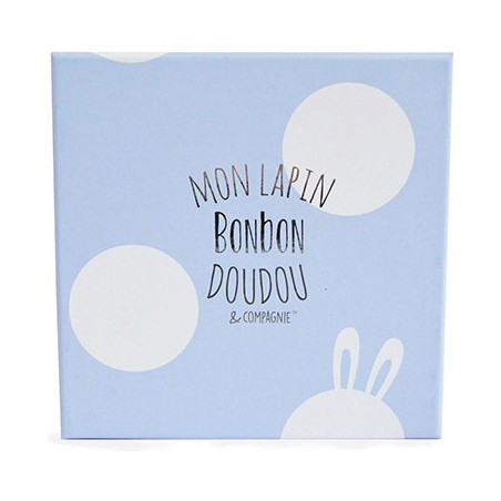 Chaussons avec hochet - lapin bonbon bleu -6 mois - Doudou Et Compagnie
