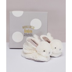 Chaussons Lapin Bonbon taupe 0-6 mois - Doudou Et Compagnie 2