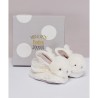 Coffret cadeau naissance chaussons lapin taupe avec hochet Blanc - 0/6 mois - Doudou Et Compagnie