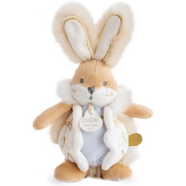 Lapin de sucre blanc - coffret protège carnet de santé + doudou - taille cm - Doudou Et Compagnie
