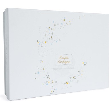 Lapin de sucre blanc - coffret protège carnet de santé + doudou - taille cm - Doudou Et Compagnie