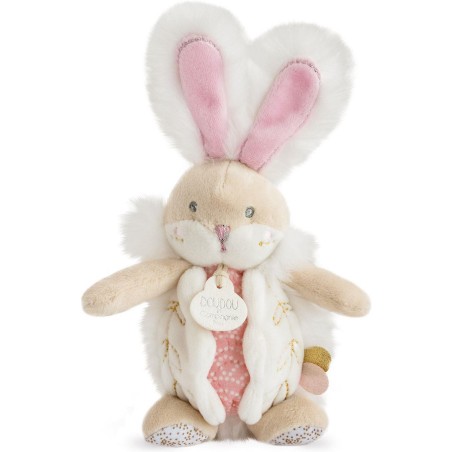 Lapin de sucre rose - coffret protège carnet de santé + doudou - taille cm - Doudou Et Compagnie