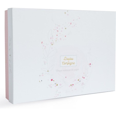 Lapin de sucre rose - coffret protège carnet de santé + doudou - taille cm - Doudou Et Compagnie