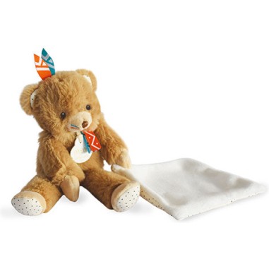 Peluche Ours marron avec Doudou Tiwipi - 21 cm - Doudou Et Compagnie