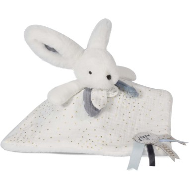 Doudou lapin Happy Glossy blanc - Happy doudou to you - Doudou Et Compagnie