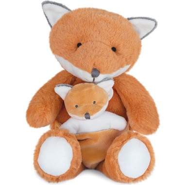 Peluche renard avec Bébé Orange - 25 cm - Unicef - Doudou Et Compagnie