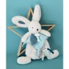 Coffret Doudou plat Lapin bleu Blanc - Happy Pop - 25 cm - Doudou Et Compagnie