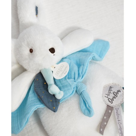 Doudou lapin Happy Pop blanc - Happy doudou to you - Doudou Et Compagnie