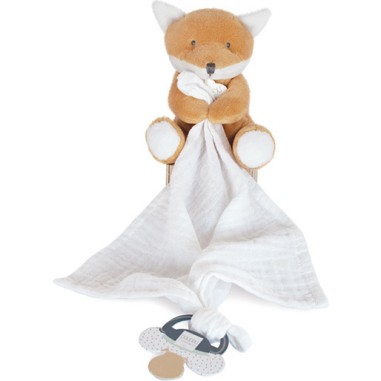 Doudou attache sucette peluche Renard Orange - 12 cm - Unicef - Doudou Et Compagnie