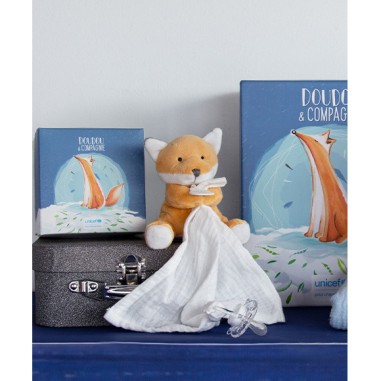 Doudou attache sucette peluche Renard Unicef - Doudou Et Compagnie