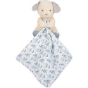 Doudou mouchoir chien bleu en coton Bio -15 cm - Doudou et Compagnie