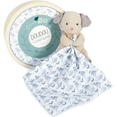 Doudou en coton Bio Chien avec mouchoir bleu - Doudou et Compagnie 2