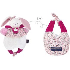 Doudou Lapin marionnette Rose - Petit sac - Amusette 3 En 1 - Doudou et Compagnie