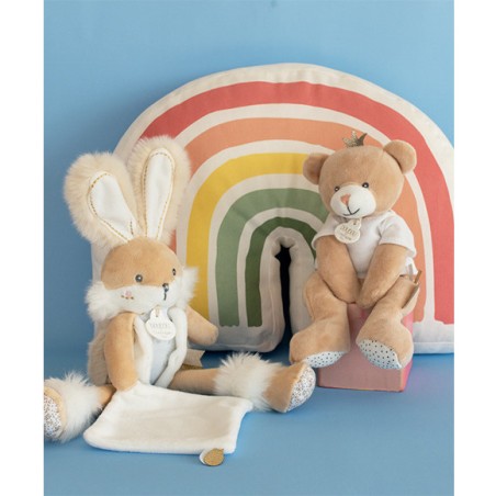 Coffret peluche lapin de sucre - lapin mouchoir blanc - Doudou Et Compagnie