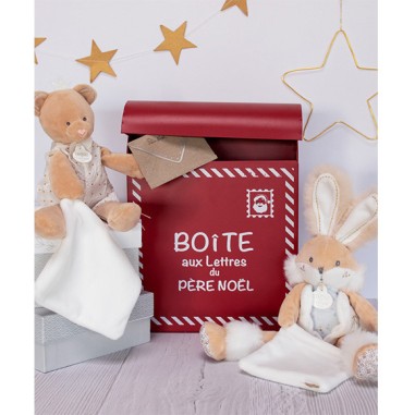 Coffret peluche lapin de sucre - lapin mouchoir blanc - Doudou Et Compagnie