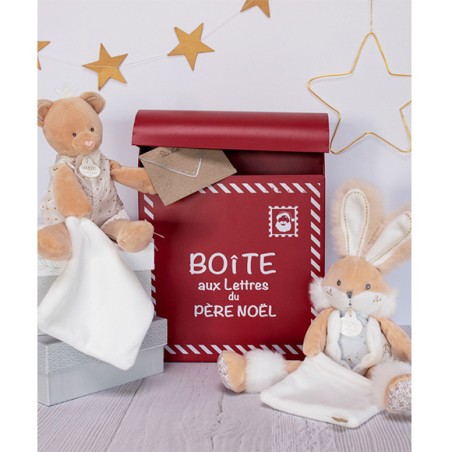 Coffret peluche lapin de sucre - lapin mouchoir blanc - Doudou Et Compagnie