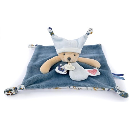 Doudou plat Ours 3 histoires Bleu - Doudou et Compagnie