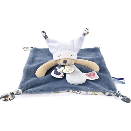 Doudou plat Ours 3 histoires Bleu - Doudou et Compagnie