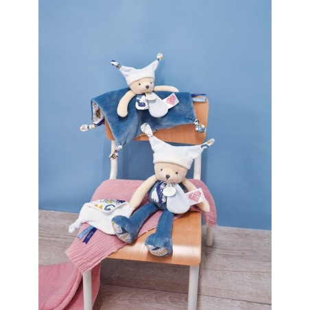 Doudou plat Ours 3 histoires Bleu - Doudou et Compagnie