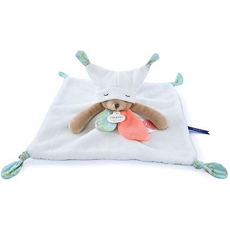 Doudou plat Ours 3 histoires Blanc - Doudou et Compagnie