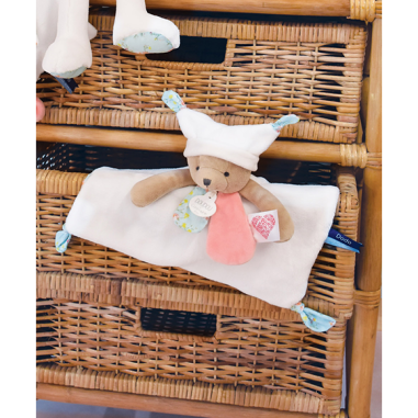 Doudou plat Ours 3 histoires Blanc - Doudou et Compagnie