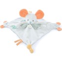 Doudou plat souris blanc avec marionnette à doigt Beige - 30 cm - Doudou et Compagnie