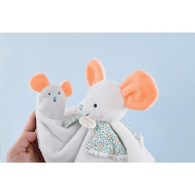 Doudou plat souris & marionnette 30 cm - Doudou et Compagnie