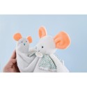 Doudou plat souris blanc avec marionnette à doigt Beige - 30 cm - Doudou et Compagnie