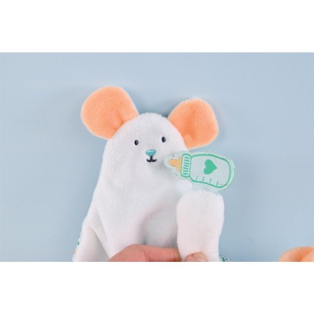 Doudou plat souris & marionnette 30 cm - Doudou et Compagnie