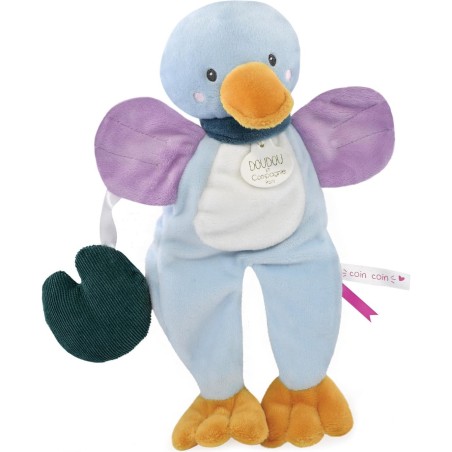 Doudou canard bleu avec feuille - Doudou et Compagnie