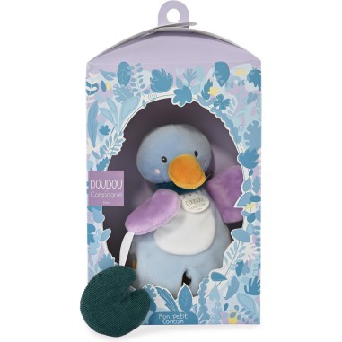 Doudou canard bleu avec feuille - Doudou et Compagnie