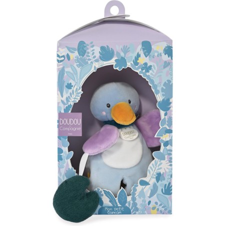 Doudou canard bleu avec feuille - Doudou et Compagnie