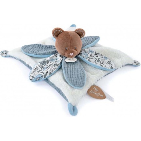 Doudou pétale ours marron et bleu - Boh'aime - Doudou et Compagnie