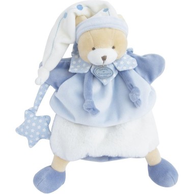 Marionnette à main Ours Petit Chou Bleu - 28 cm - Doudou Et Compagnie