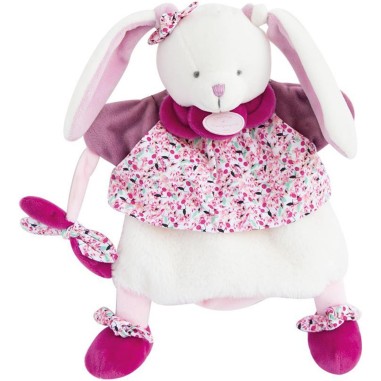 Marionnette à main Lapin Cerise rose - 28 cm - Doudou Et Compagnie