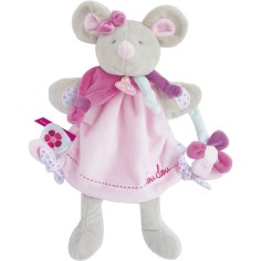 Marionnette à main Souris Pearly rose - 28 cm - Doudou Et Compagnie