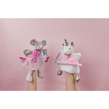 Marionnette - souris pearly - taille 28 cm - Doudou Et Compagnie