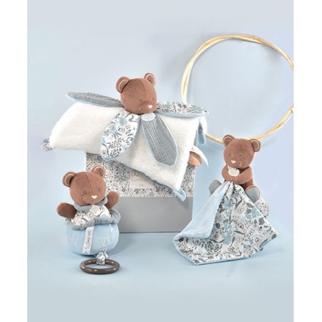 Boh'Aime Doudou Ours Marron avec mouchoir - Doudou et Compagnie