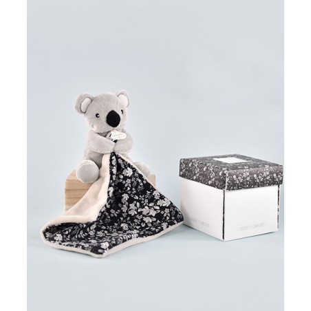 Boh'Aime Doudou Koala gris avec mouchoir - Doudou et Compagnie