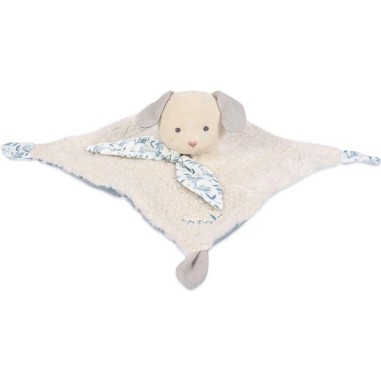 Doudou plat en coton Bio Chien bleu - Doudou et Compagnie