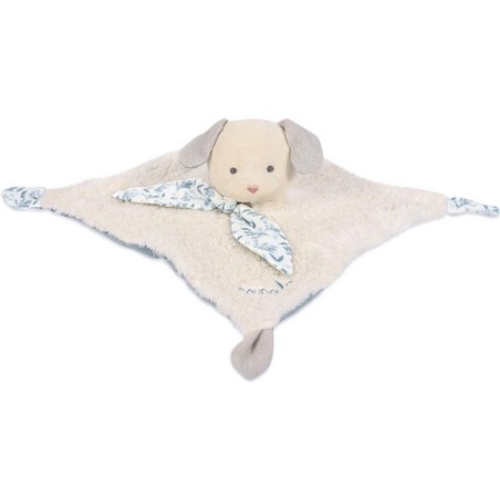 Doudou plat en coton Bio Chien bleu - Doudou et Compagnie
