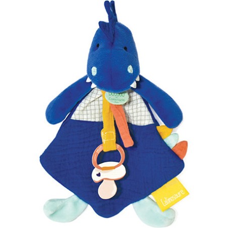 Sashou, Doudou attache-sucette bleu : Les Calinosaures - Doudou et Compagnie