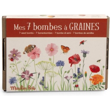 Coffret 7 bombes à graines Le jardin du Moulin - Moulin Roty