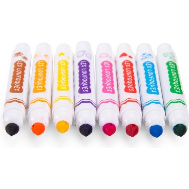 Feutres avec tampons 8 pcs - Les Loufoques - Écriture & Dessin - Moulin Roty