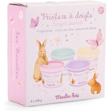 4 pots de peinture à doigts pastel Les Rosalies - Moulin Roty