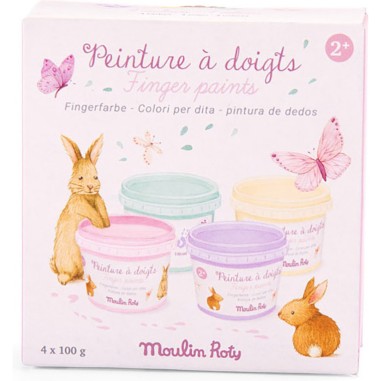 4 pots de peinture à doigts pastel Les Rosalies - Moulin Roty